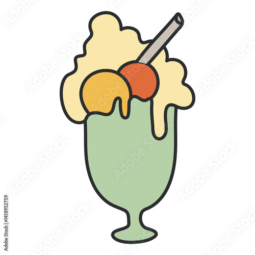 Delicious Creamy Ice Cream Sundae Dessert Treat with Whipped Cream and Candies