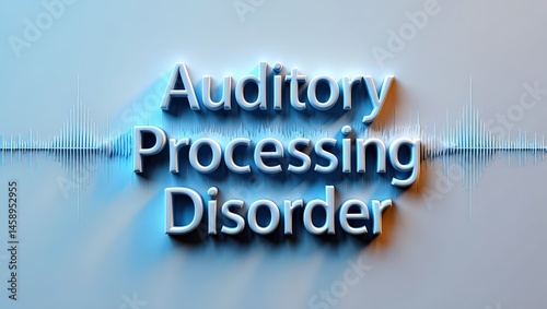 Auditory Processing Disorder 3D text design for UX branding in health education platforms and assistive audio learning interfaces, Isolated, Copy Space