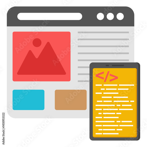 Responsive Web Design Mobile App Development Coding Interface