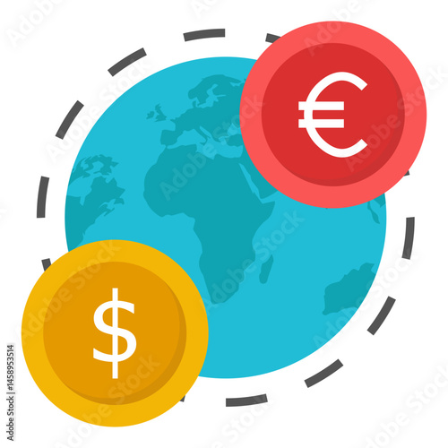 Global Currency Exchange Dollar and Euro International Finance Transfer