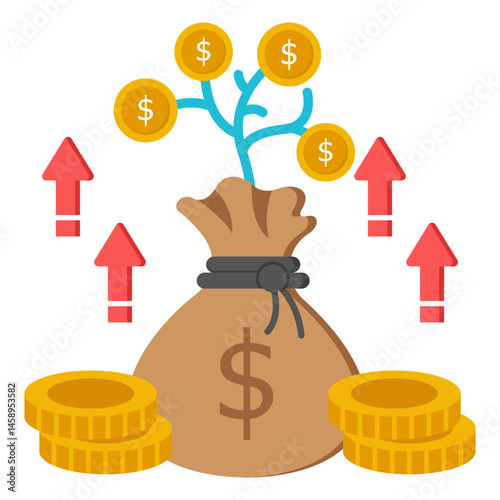 Growing Money Tree Investment Growth Financial Success Wealth Prosperity