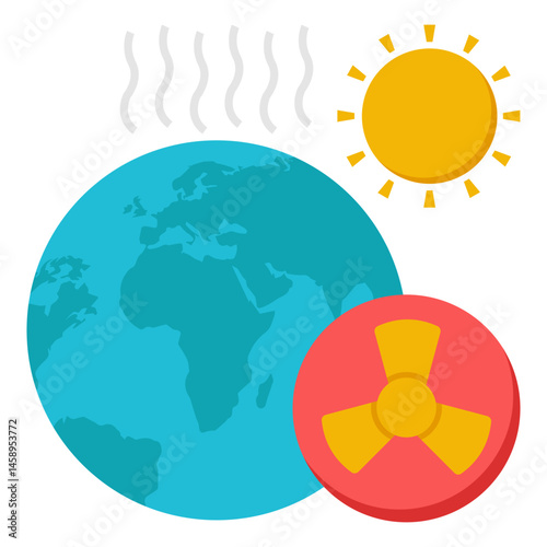 Global Warming Climate Change Heat Earth Sun Pollution Icon