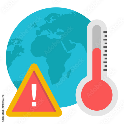 Global Warming Alert Rising Temperatures and Climate Change Icon