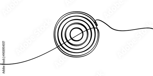 continuous line drawing of target circle symbol. abstract line art illustration