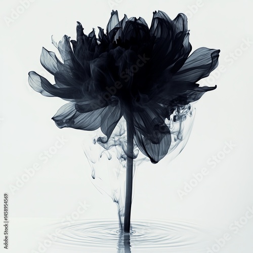 Ink Blossom: A monochromatic image of a beautiful dahlia, meticulously crafted with ink, exudes a sense of grace and detail