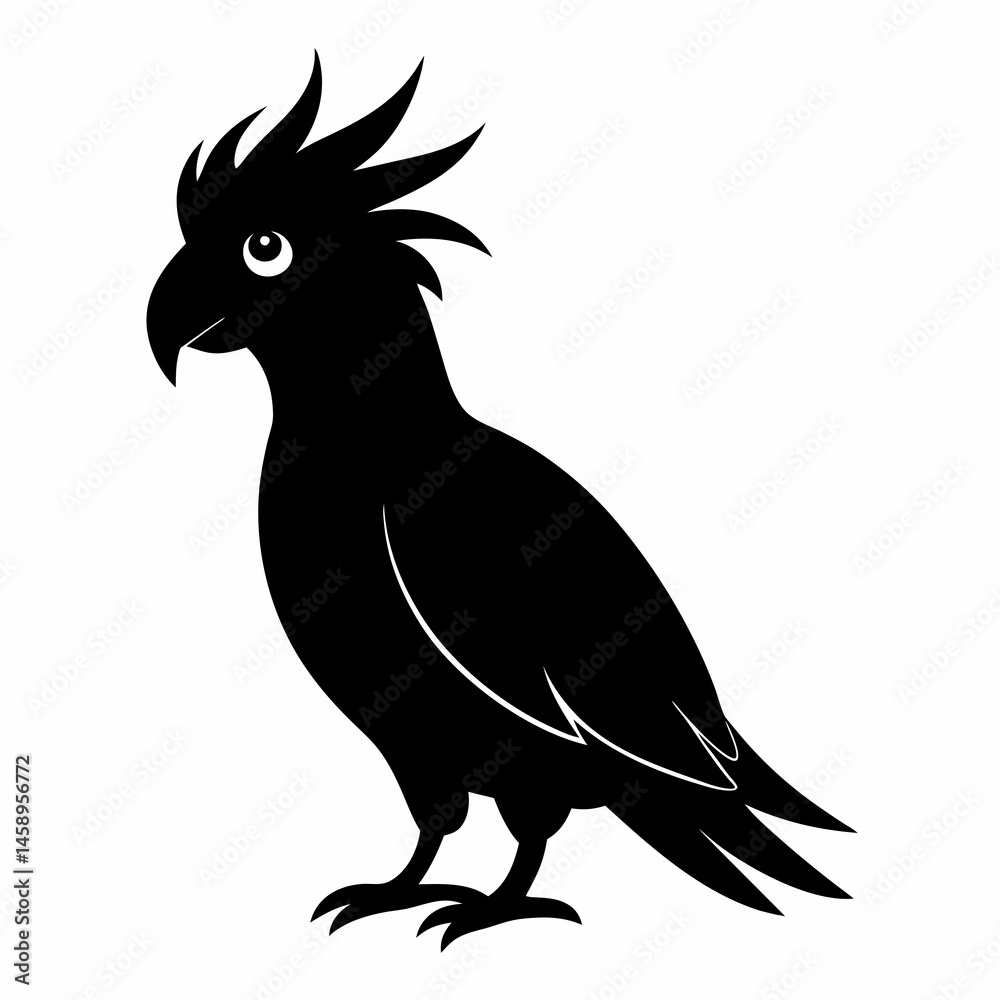 Fototapeta premium Elegant Black Cockatoo Outline