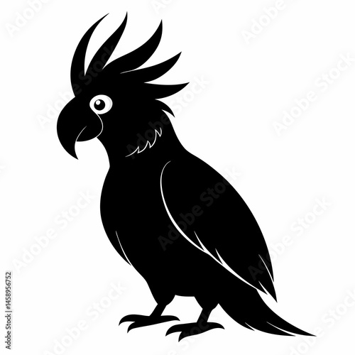 Elegant Black Cockatoo Outline