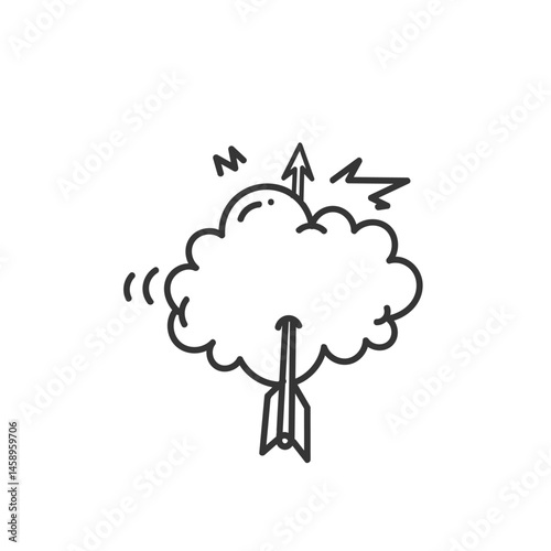 doodle arrow pierces the cloud 