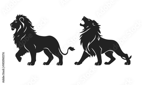 Lion logo set. Animal icon template. Symbol of strength, power and leadership. Stylish design is perfect for branding, logos and product design. Wild animal, lion king, ferocious predator