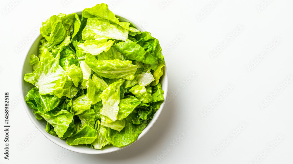 Minimalist flat lay of a freshly prepared Caesar salad for a vibrant presentation Minimalist flat lay of a freshly prepared Caesar salad for a vibrant presentation