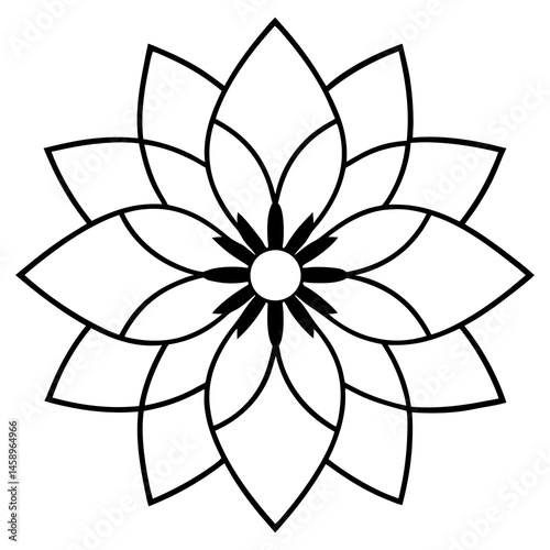 Elegant Cosmic Blossom Mandala Line Illustration