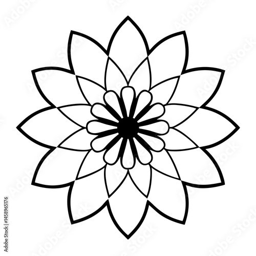 Elegant Cosmic Blossom Mandala Line Illustration