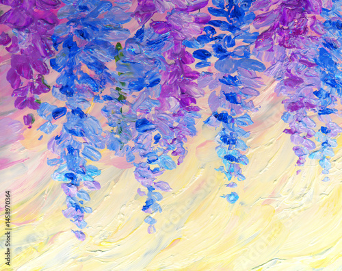Oil painting. Bright Lupine Flowers