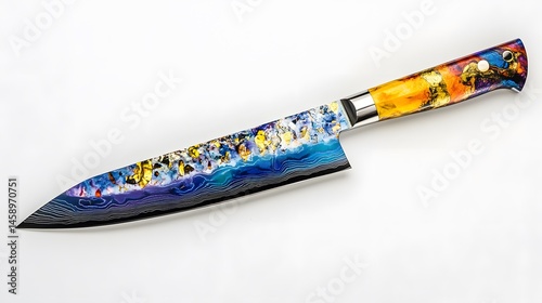 Artistic Chef Knife with White Background.