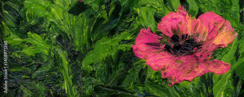 Oil painting. Red poppies in the field