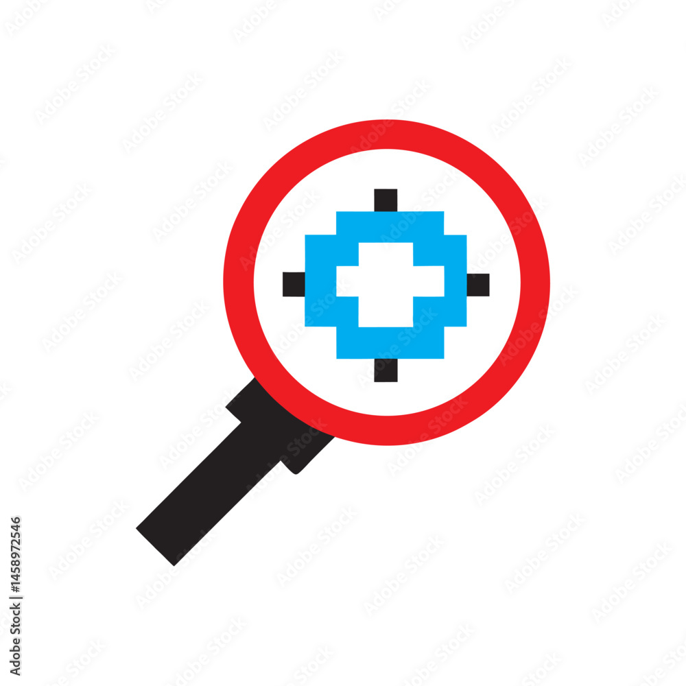 Obraz premium Pixel Art Search Icon Vector