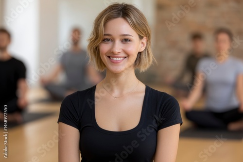 Smiling Woman in Yoga Class Free Download Smiling Woman in Yoga Class - GFXLoad