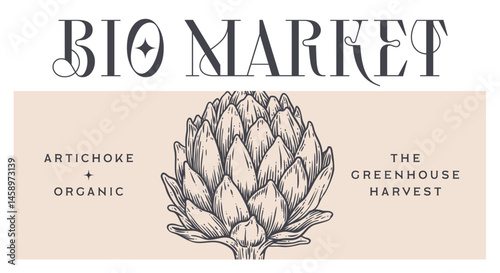 Artichoke, vegetable. Tag, label, sign, vintage retro print, black white artichoke drawing, sketch ink pencil draw, engrave old school style. Sketch artwork silhouette artichoke. Vector Illustration