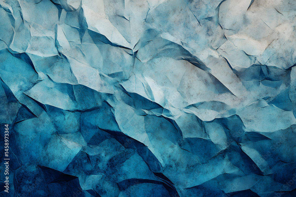 Fototapeta premium Abstract design texture background featuring crumpled paper texture with blue and white gradient, detailed textured background, artistic blend effect, dynamic texture pattern for creative design