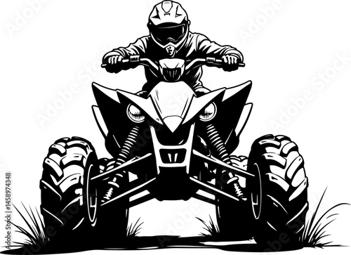 ATV Rider Silhouette on Mountain Trip Adventure