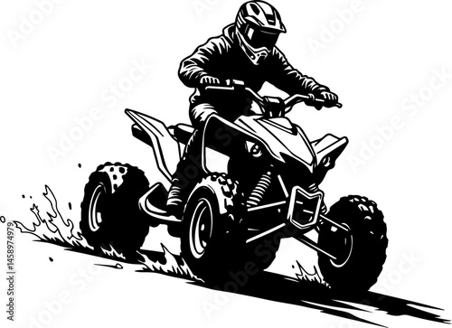 ATV Rider Silhouette on Mountain Trip Adventure