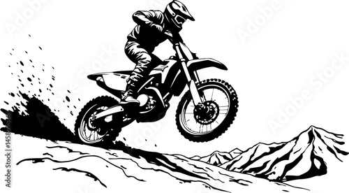 ATV Rider Silhouette on Mountain Trip Adventure