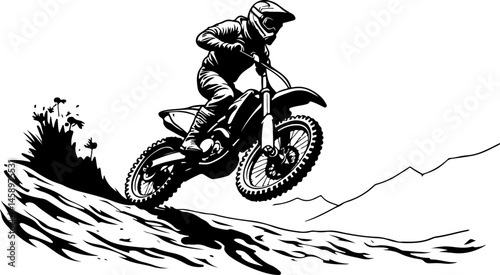 ATV Rider Silhouette on Mountain Trip Adventure