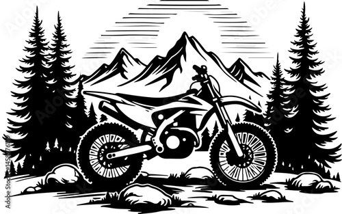 ATV Rider Silhouette on Mountain Trip Adventure