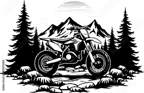 ATV Rider Silhouette on Mountain Trip Adventure photo