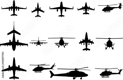 Military Armored Combat Vehicles Silhouettes Collection