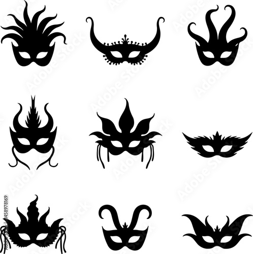 Fantasy Masquerade and Carnival Mask Silhouettes Collection