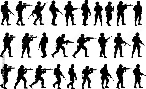 Military Armored Combat Vehicles Silhouettes Collection