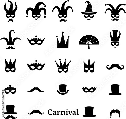 Fantasy Masquerade and Carnival Mask Silhouettes Collection