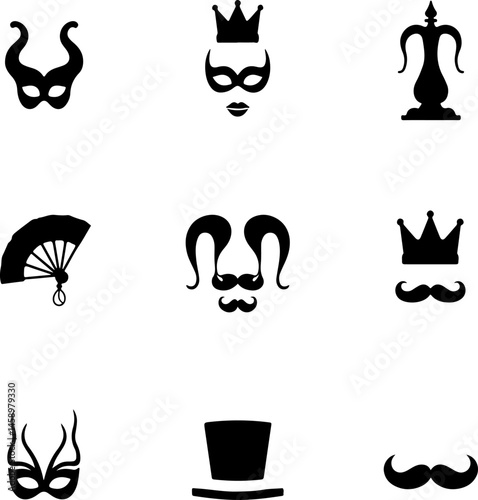 Fantasy Masquerade and Carnival Mask Silhouettes Collection