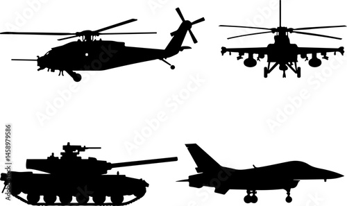 Military Armored Combat Vehicles Silhouettes Collection