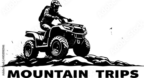 ATV Rider Silhouette on Mountain Trip Adventure