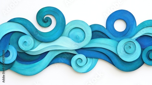 Abstract Ocean Wave Art: Teal and Blue Swirls