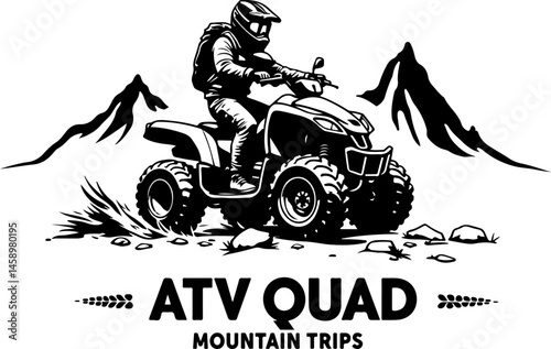 ATV Rider Silhouette on Mountain Trip Adventure