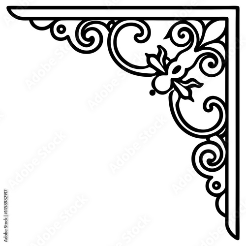 Right-Angle Corner Element with Rich Damask Line Detail