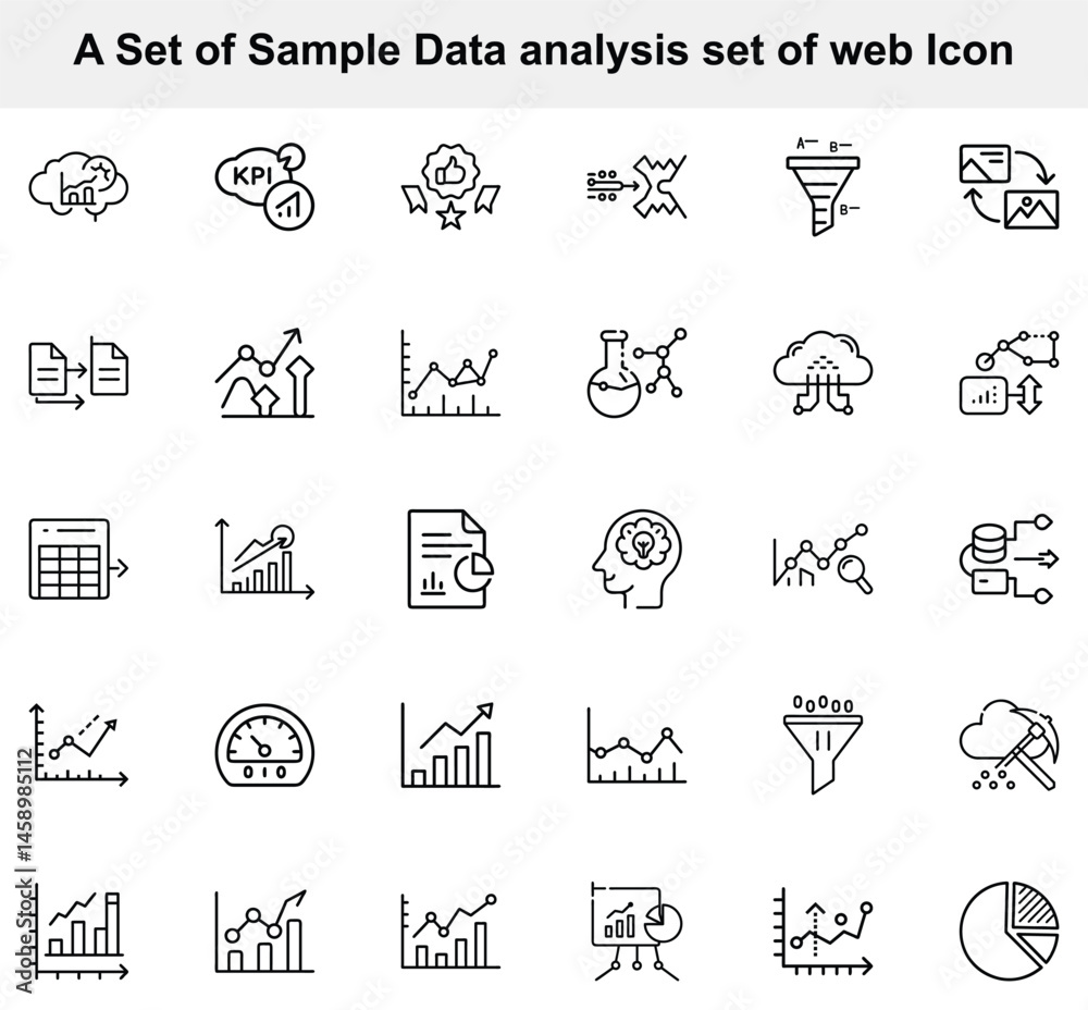 Various business analytic icons display data visualization and analysis tools Various business analytic icons display data visualization and analysis tools