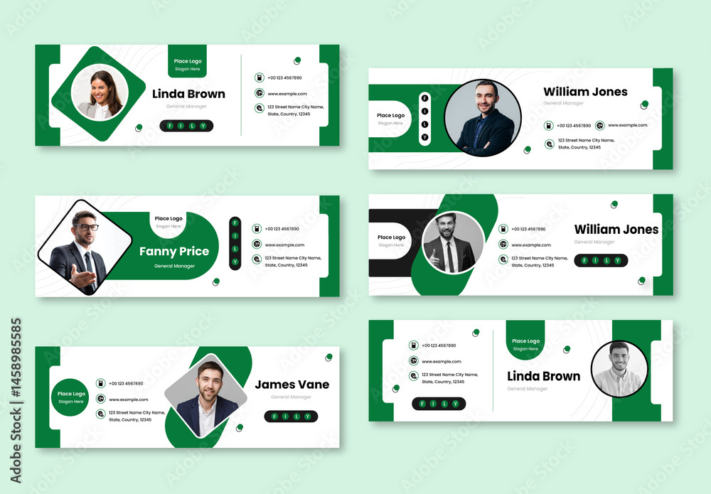 Email Signature Template Set Layout Stock Template | Adobe Stock