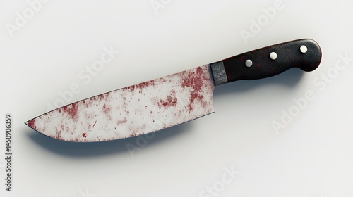 Bloody Butcher Knife with White Background.