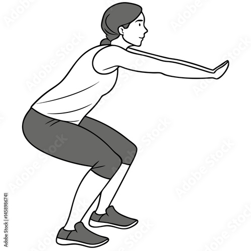 Squat Exercise for Lower Body Strength and Fitness with Proper Form Demonstration