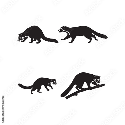 Coati and Tamandua Silhouettes � Walking & Hunting Poses from Tropical Forest Wildlife