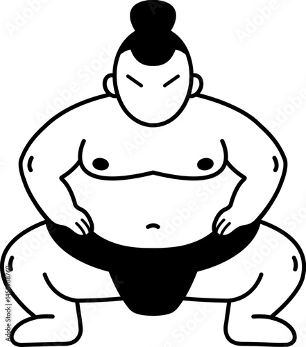 black and white illustration icon of a Sumo wrestler
