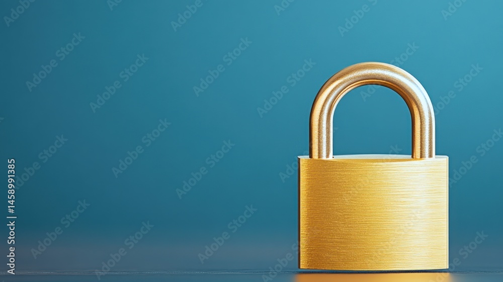 Fototapeta premium Gold lock security protection privacy symbol