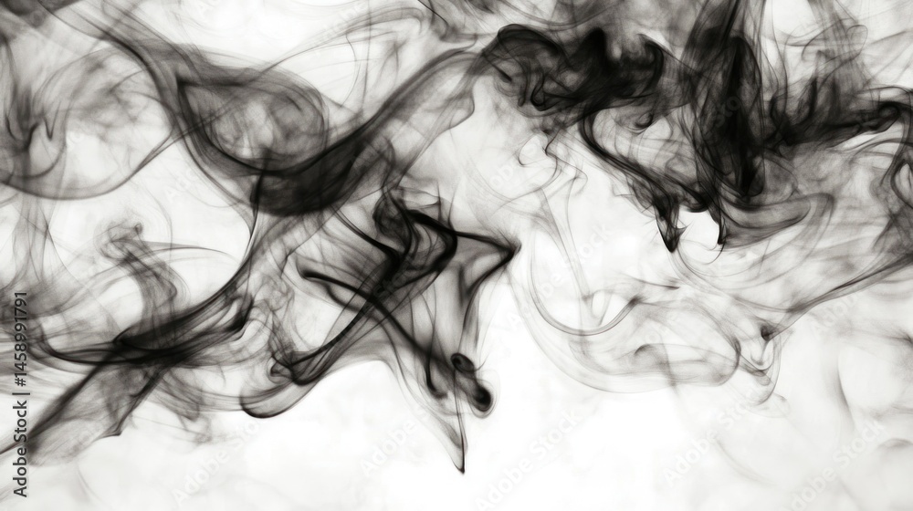 Fototapeta premium Abstract Smoke Art: Black Swirls on White Background