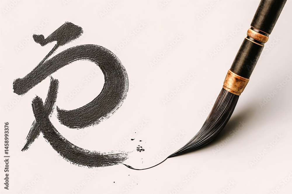 Pinceau, encre, art calligraphique