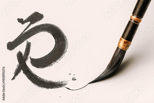Obraz na płótnie Pinceau, encre, art calligraphique w salonie