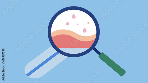 Magnified Wrinkles A magnifying glass focusing on a skin area filled with fine lines transitioning to clear skin after treatment with the serum showcasing the serums effects.